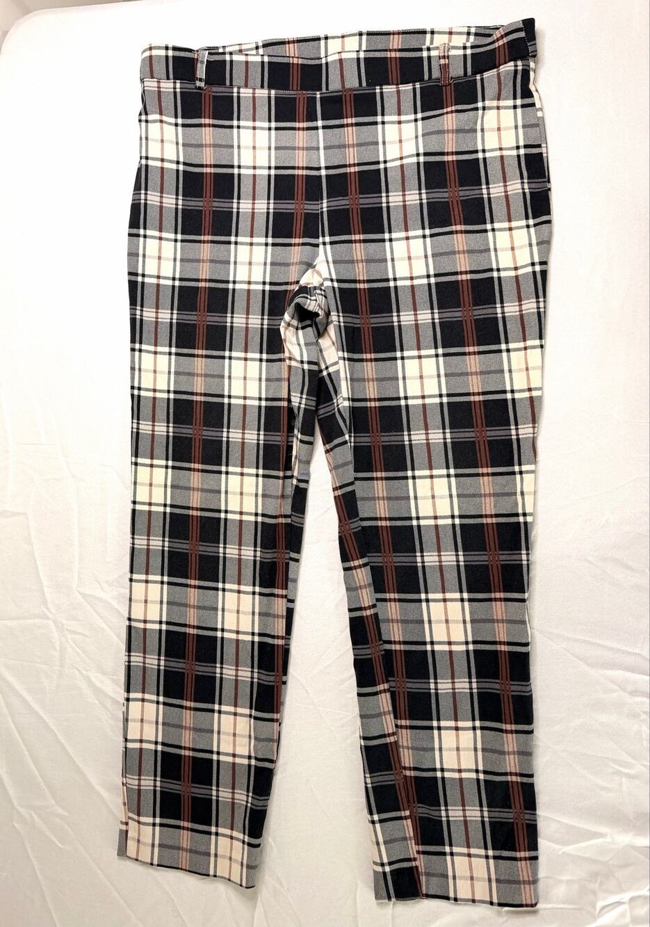 Jules & Leopold Plaid Pull-On Stretch Ankle Pants Women Large Career Work